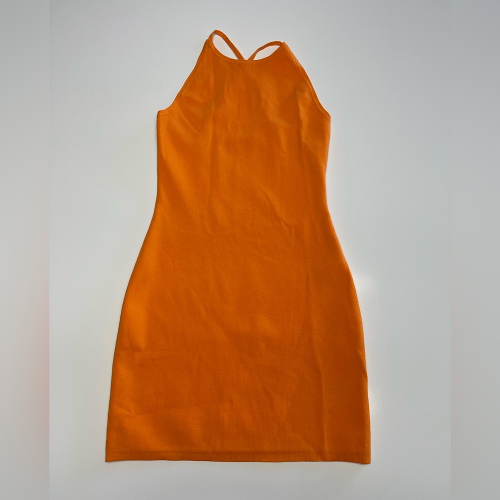 Babaton orange mini dress
